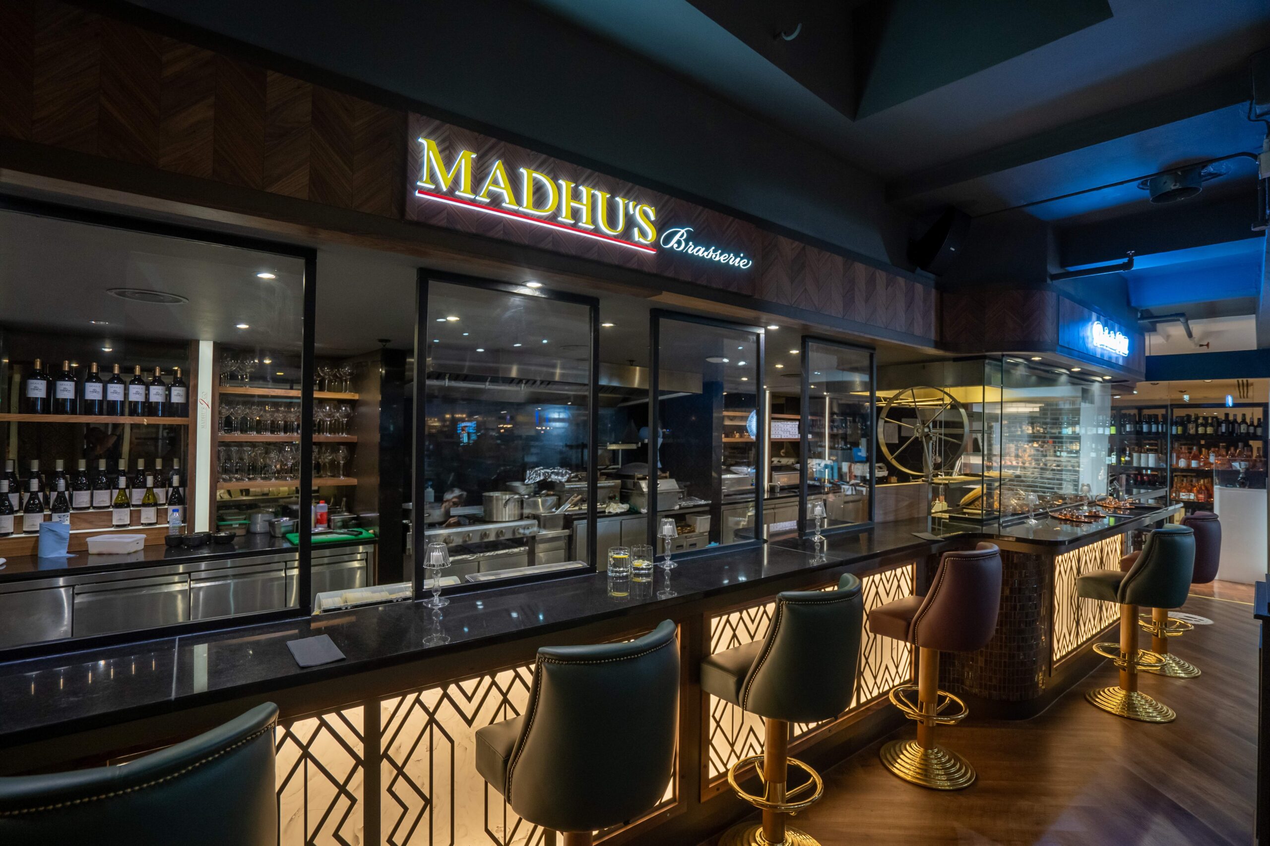 The dining room and bar at Madhu’s Brasserie Richmond